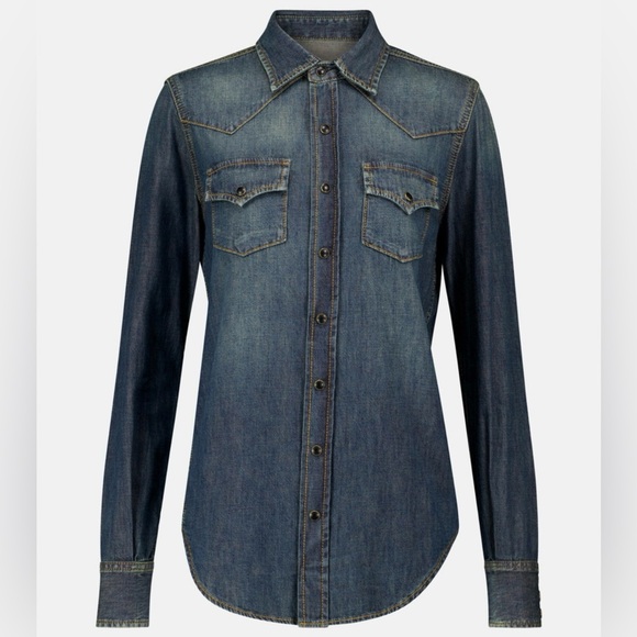 Tops - Saint Laurent  YSL Denim shirt/ made in Italy $1100 XS